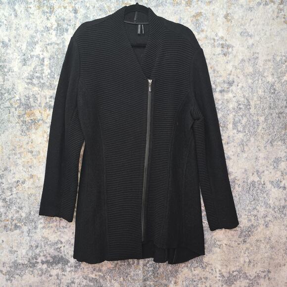 Stella Carakasi Jacket Women Large Wool Asymmetrical Zip Sweater Coat Minimalist - Picture 1 of 12